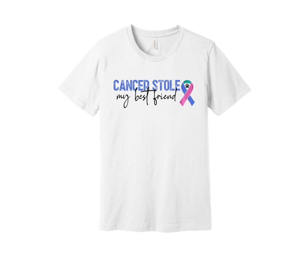 Thumbnail: Salty Bulldog's Custom Canine Cancer Short Sleeve T-Shirt in white