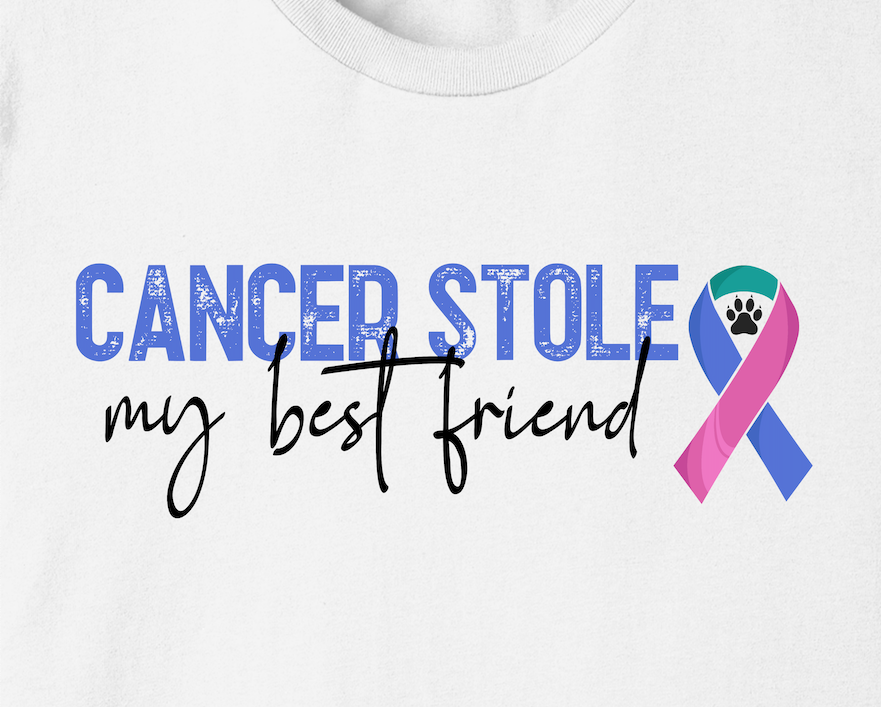 Salty Bulldog's Custom Canine Cancer Short Sleeve T-Shirt in white