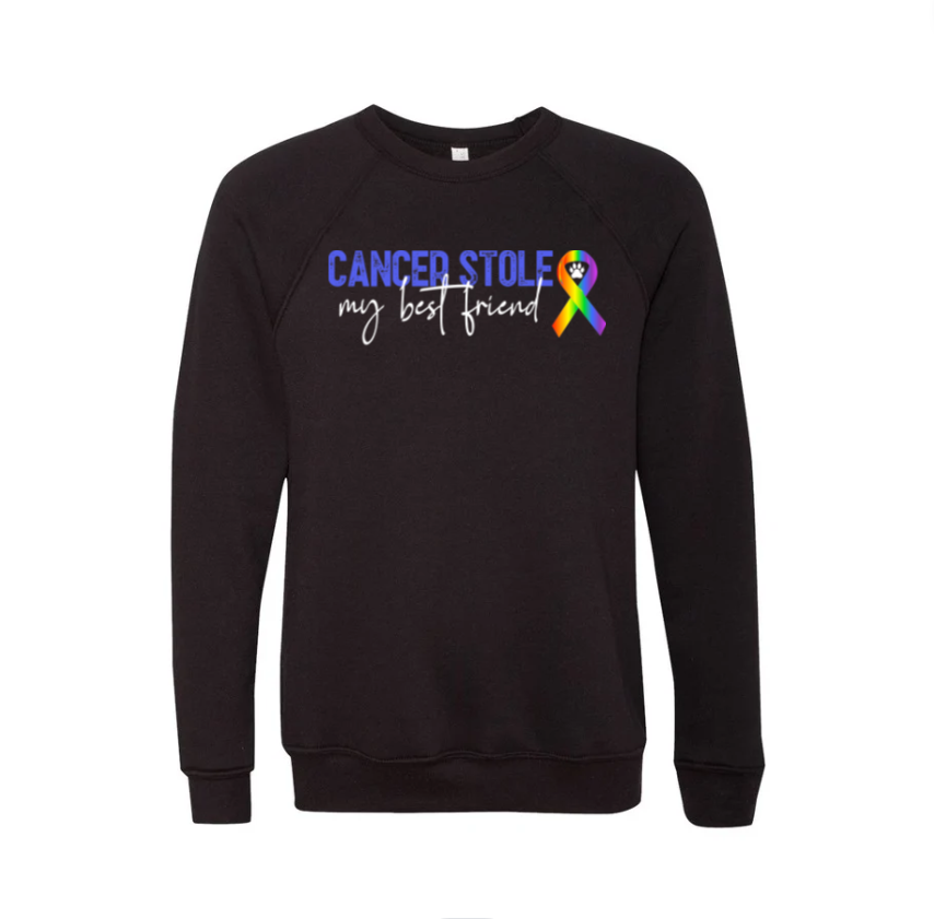 Salty Bulldog's Canine Cancer Rainbow crewneck sweatshirt in black