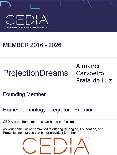 ProjectionDreams - CEDIA (The Association for Smart Home Professionals - founding member - Home Technology Intgegrator - Premium certification