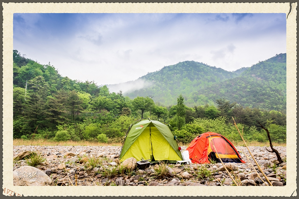 Camping in a rocky river bed