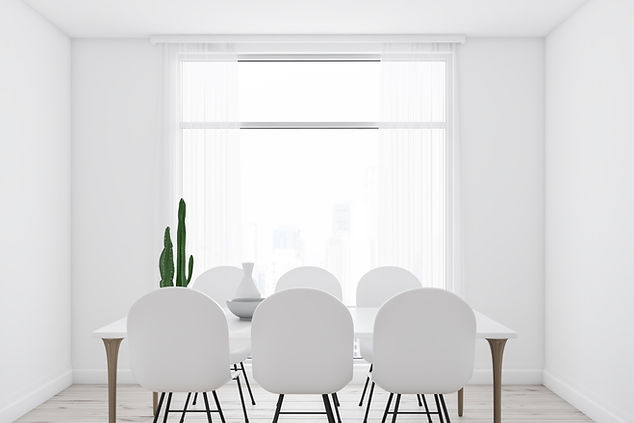 interior-modern-dining-room-with-white-walls-wooden-floor-big-window-long-white-table-with