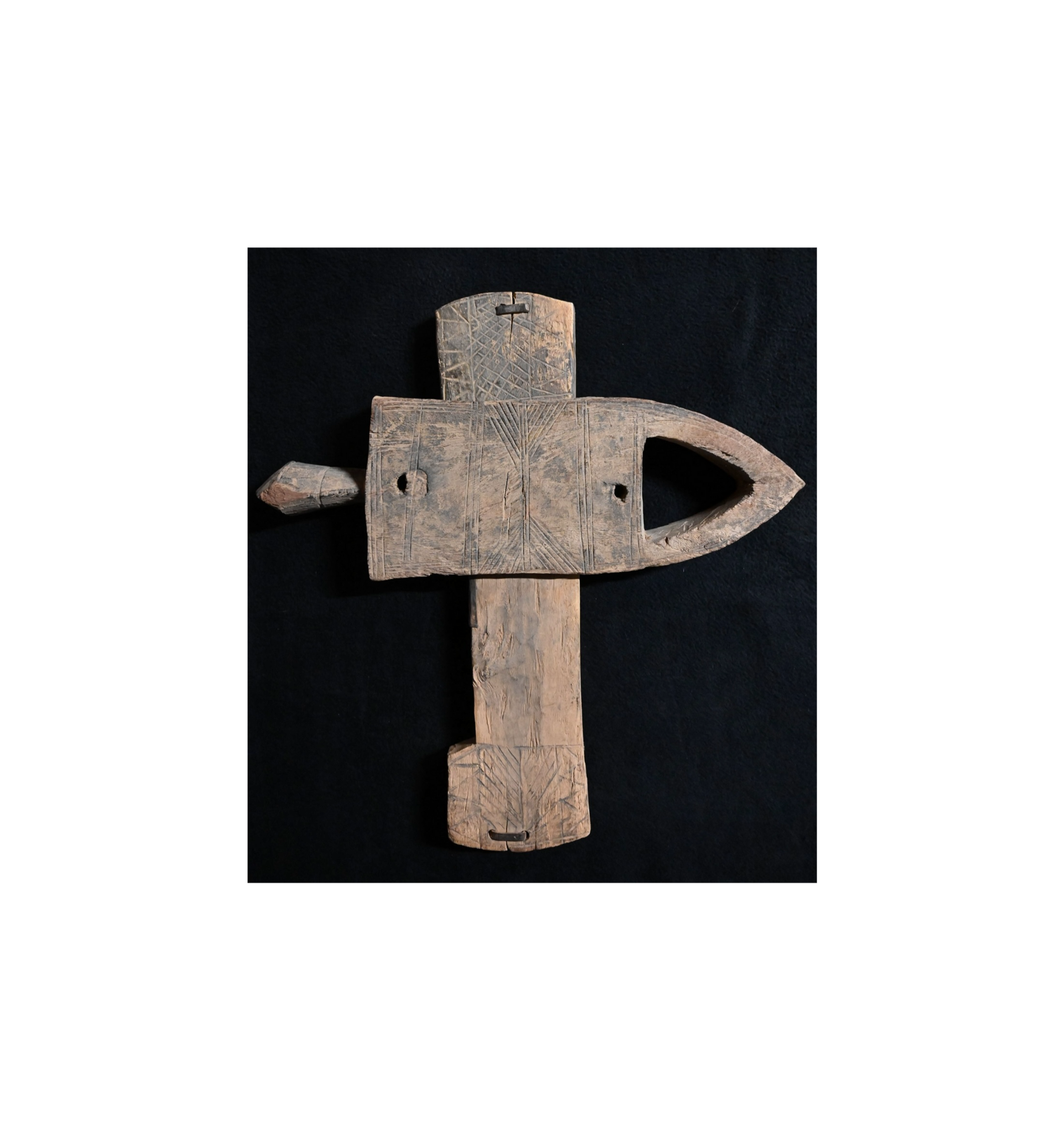 Large old African wood carved Dogon door lock