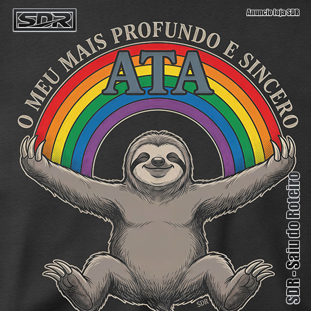Camiseta Ata Bicho Preguiça Arco Iris Memes Deboche Engraçada Estampa Style