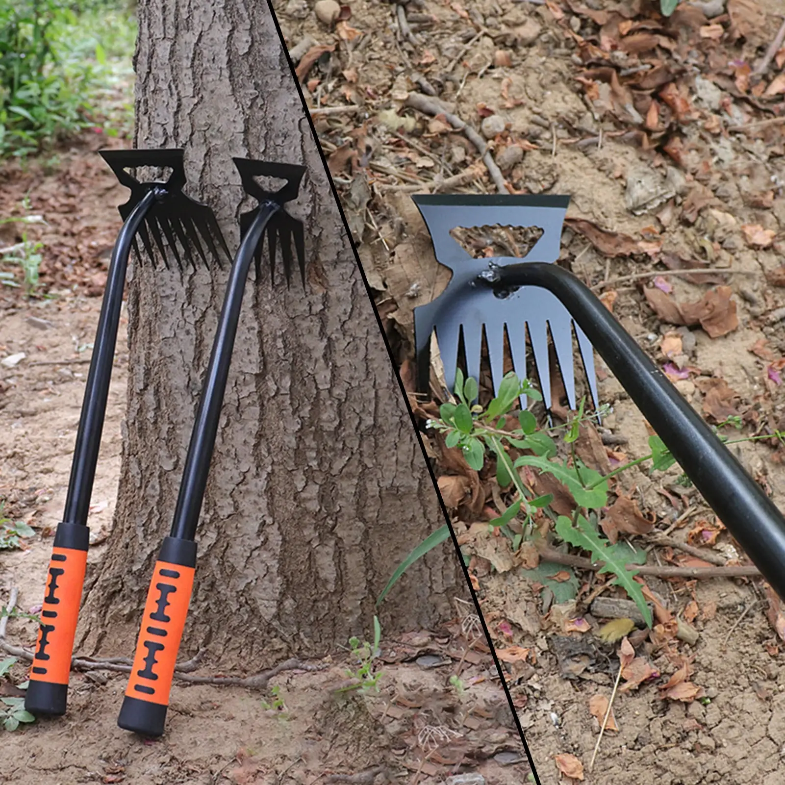 Metal Weed Cleaning Shovel 2 in 1 Garden Rake Stainless Steel 5/6/8/11 Teeth
