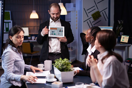 Employees are discussing to build and increase their brand identity.