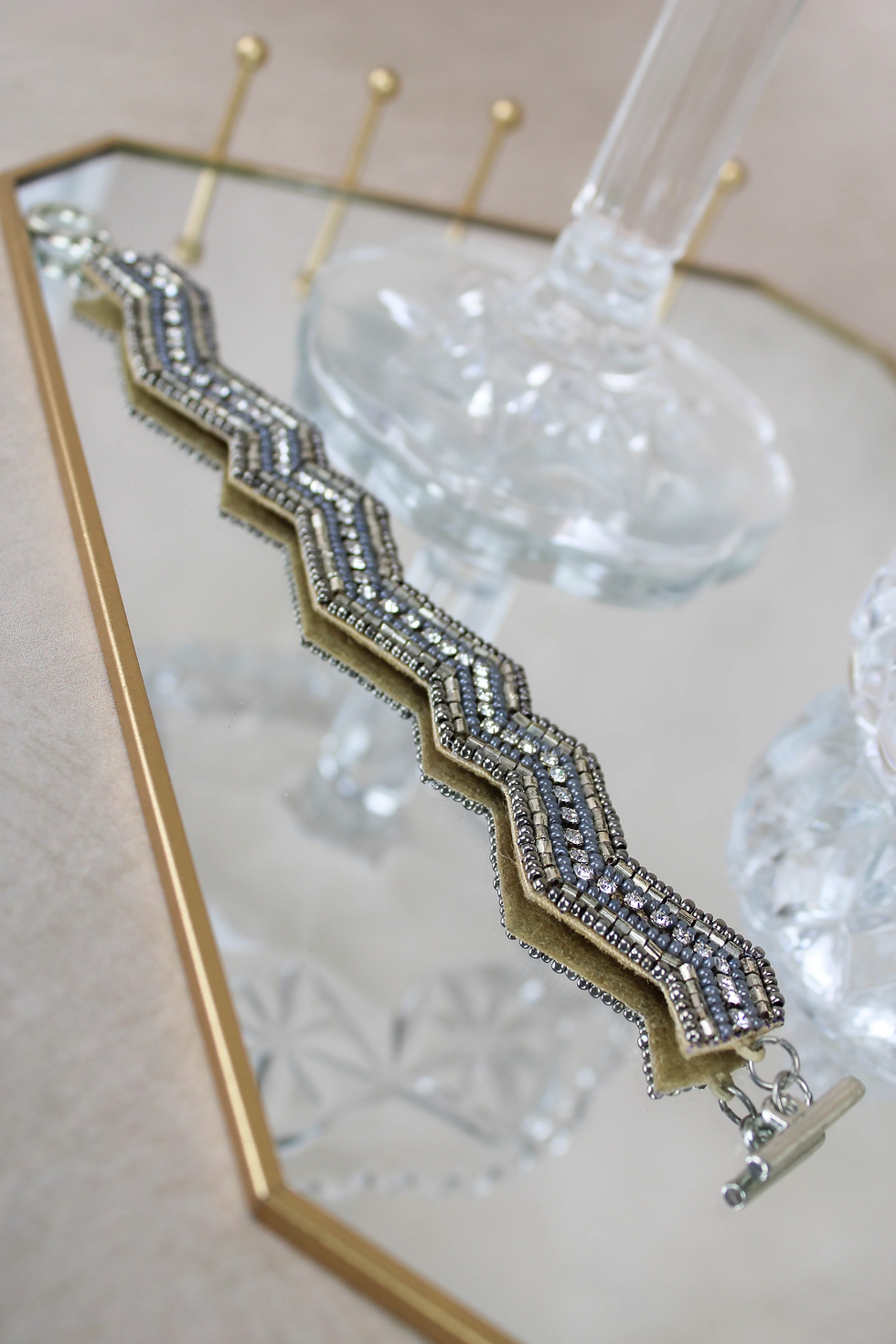 Hand-beaded zigzag bracelet