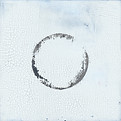 Circle or Enso painted on a white cracked painted abstract surface painting. .jpg