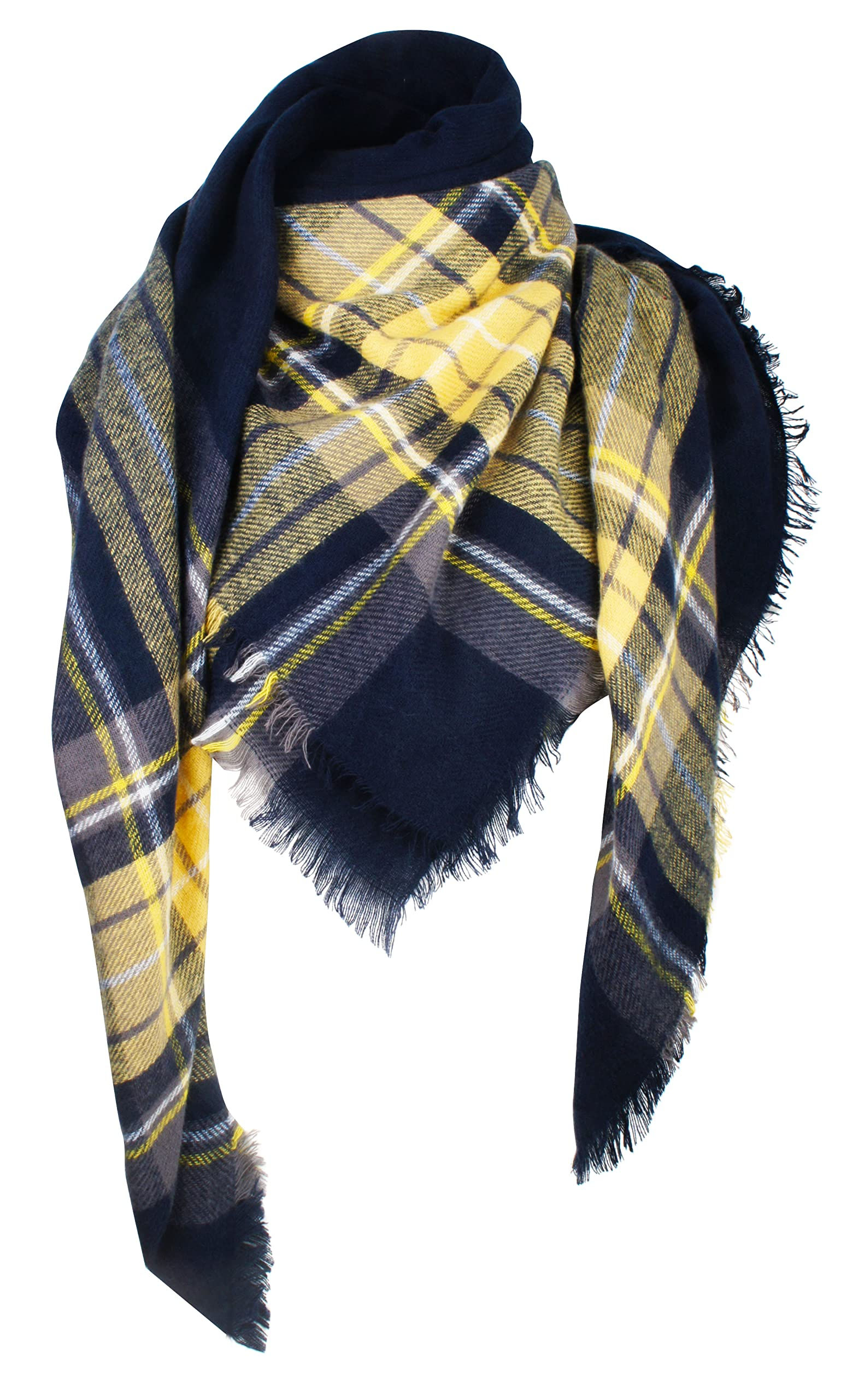 VIVIAN & VINCENT Womens Fall Winter Scarf Classic Tassel Plaid Tartan Scarf Warm