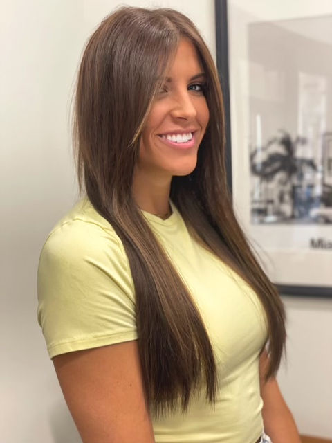 Fusion hair extensions for added length.