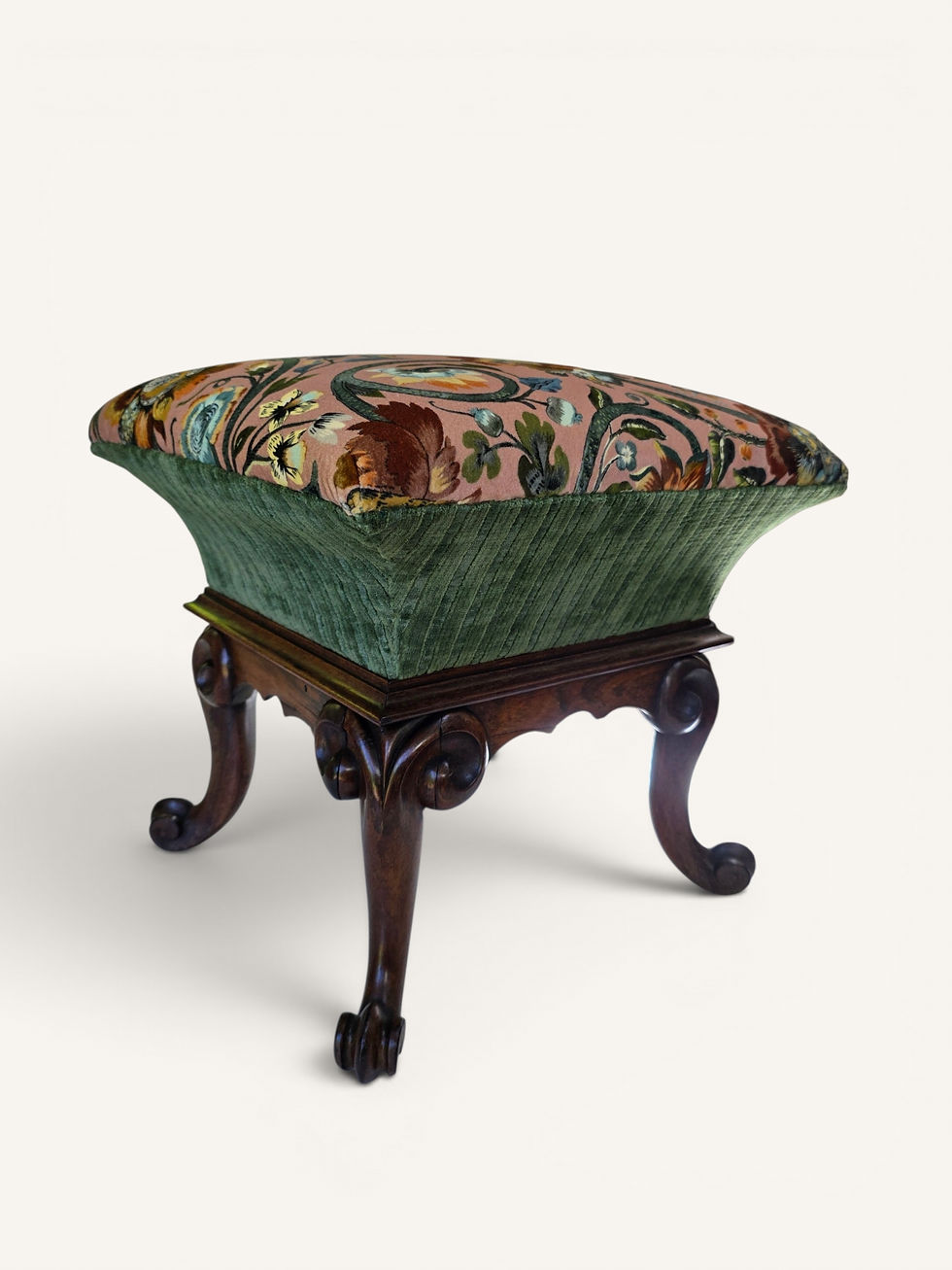 Thumbnail: Antique 19th century   Rosewood Footstool in House of Hackney Velvet