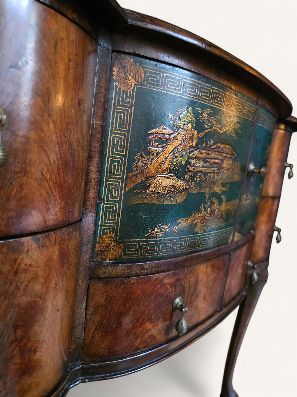 Thumbnail: Early 20th  century Chinoiserie Burr Walnut Cabinet