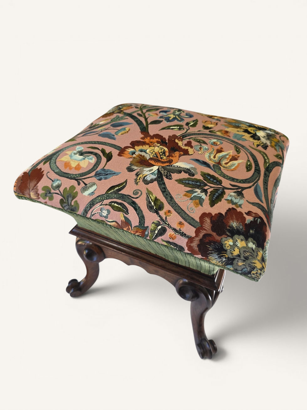 Thumbnail: Antique 19th century   Rosewood Footstool in House of Hackney Velvet