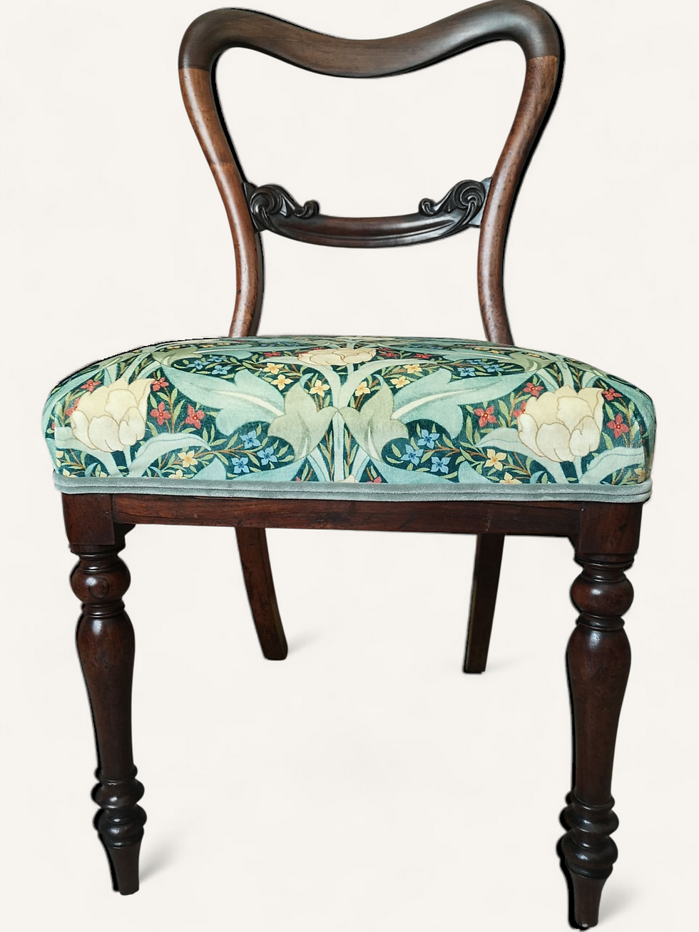 Thumbnail: William IV Antique Rosewood Single Chair William Morris Tulip & Jasmine velvet