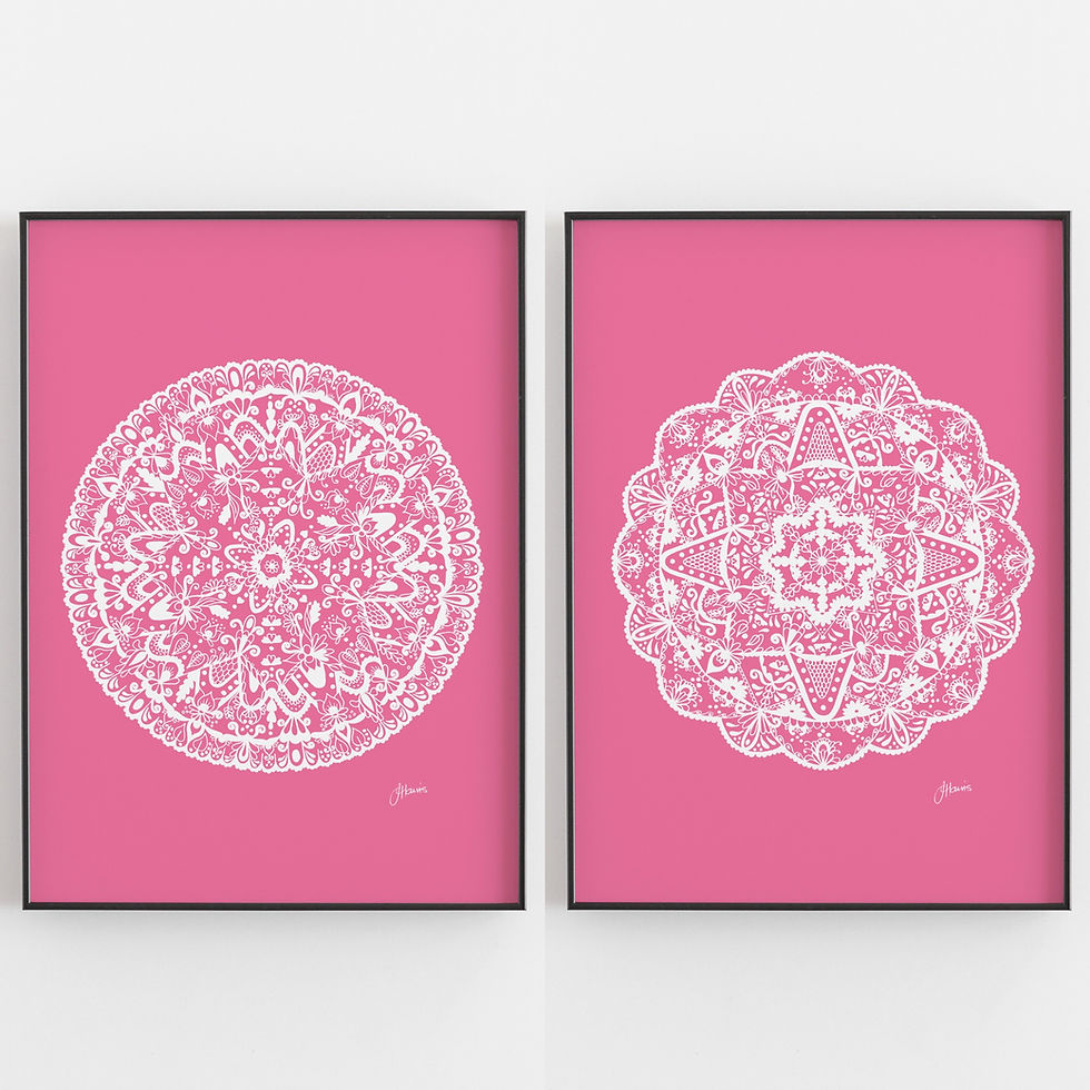Thumbnail: Sahara Mandala Print White & Fuchsia