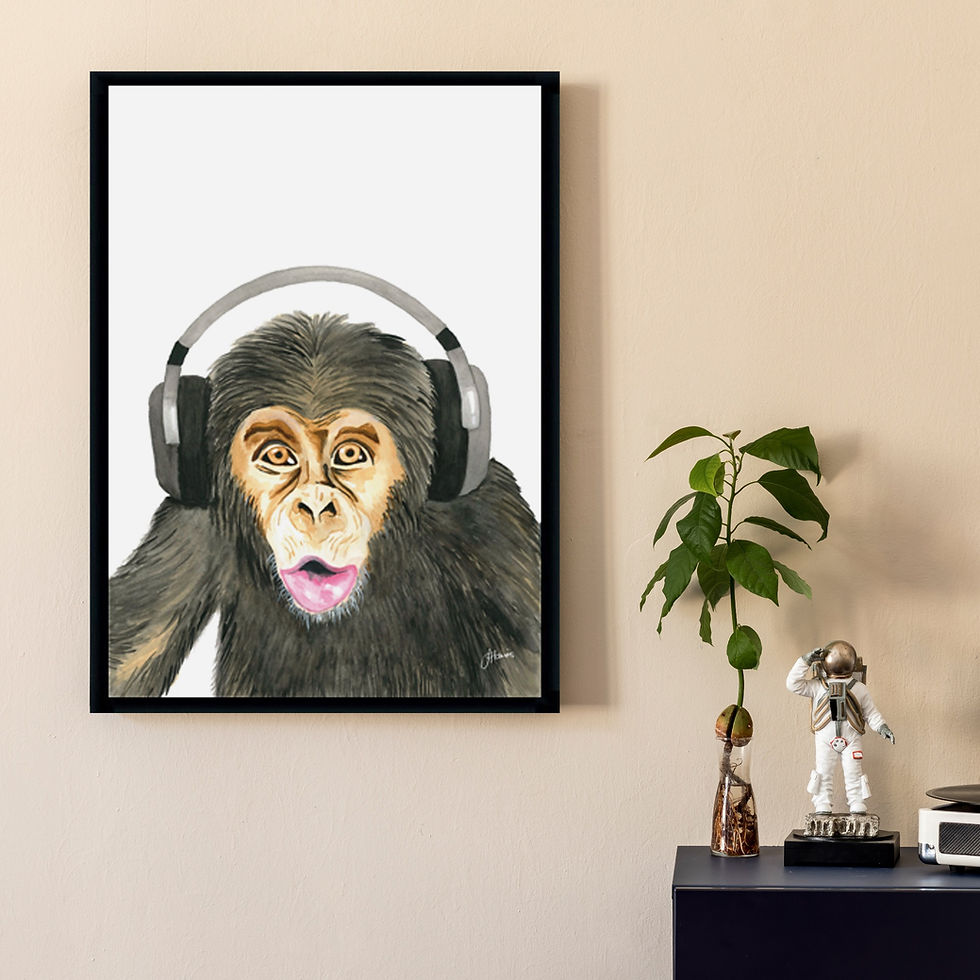 Thumbnail: Kelvin the Music Monkey Fine Art Print | FRAMED