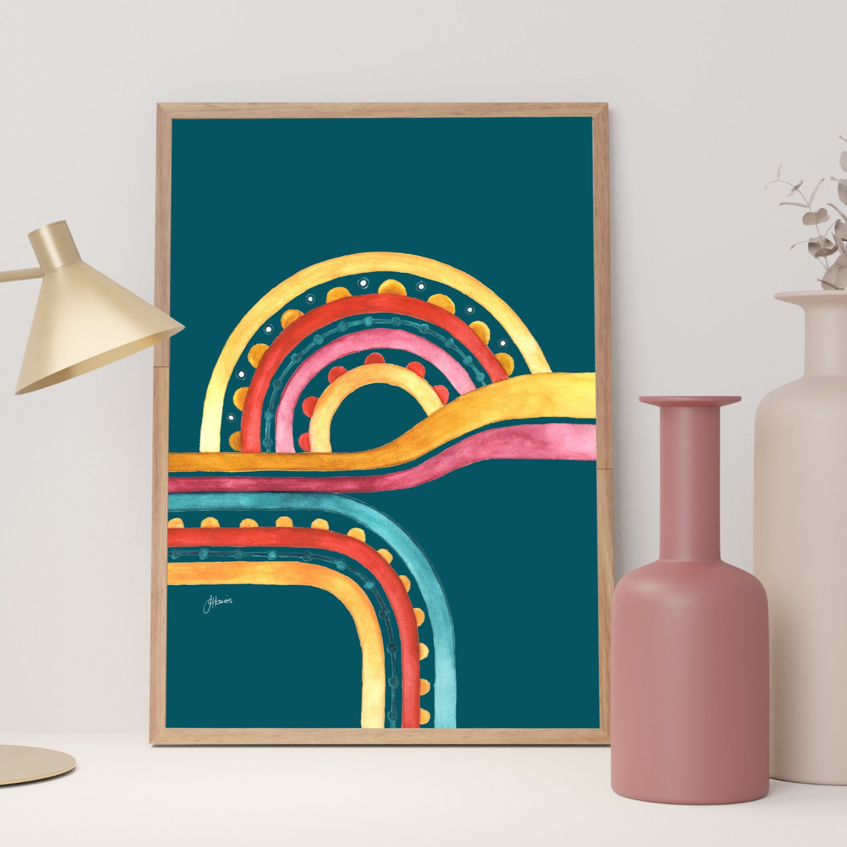 Little River Love in Teal Fine Art Print | FRAMED