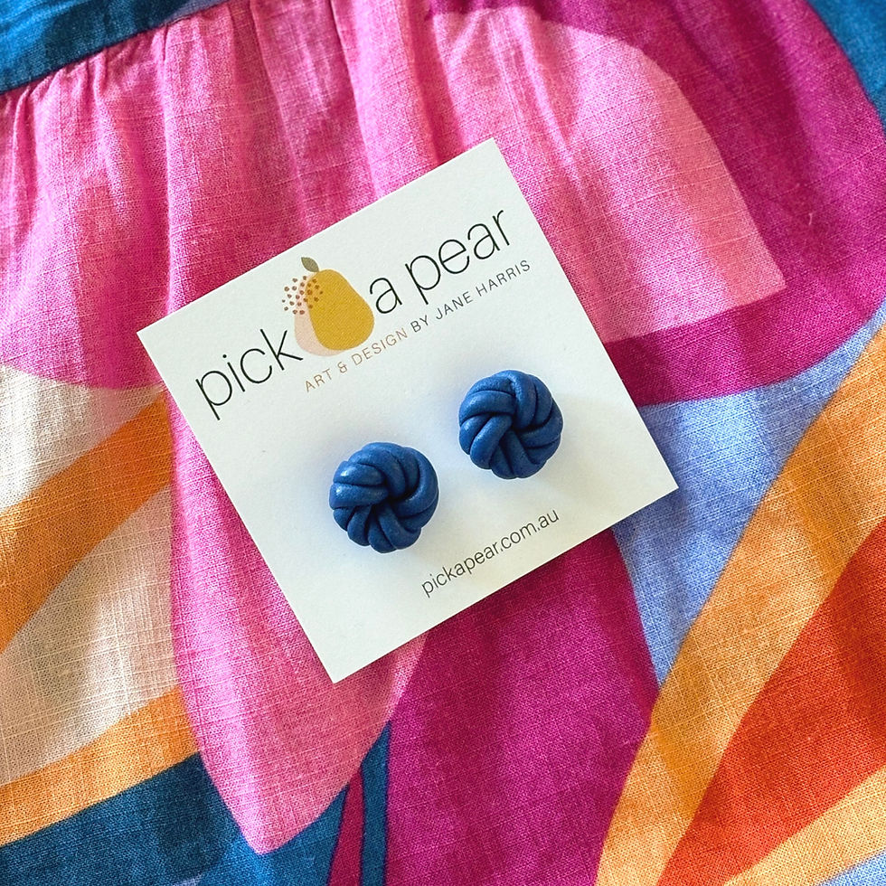 Thumbnail: Molly Knotted Stud Earrings in Midnight Blue