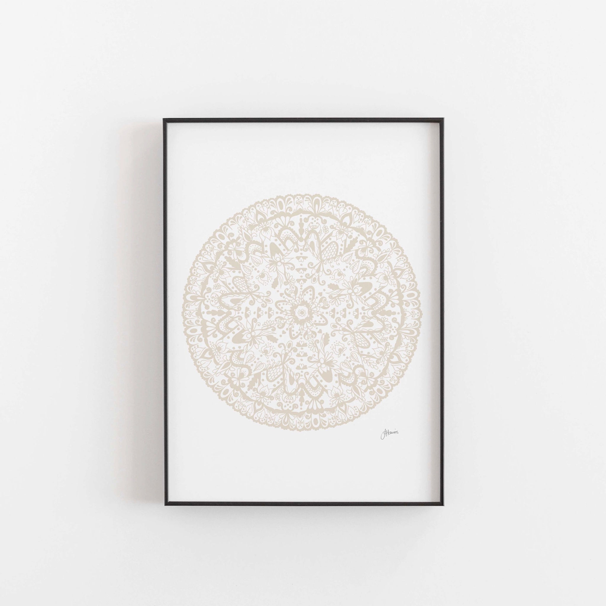 Sahara Mandala Art Print in Ivory