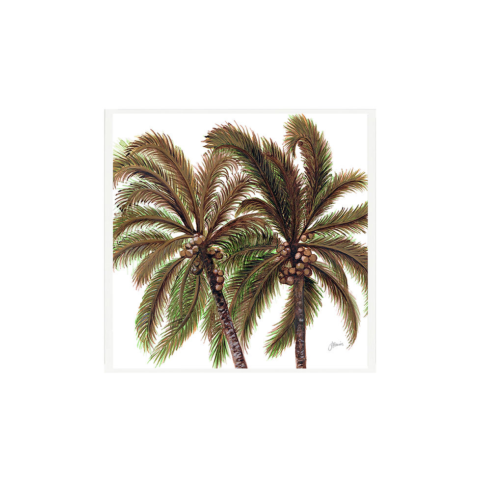 Thumbnail: Palm Breeze in White Fine Art Print | FRAMED