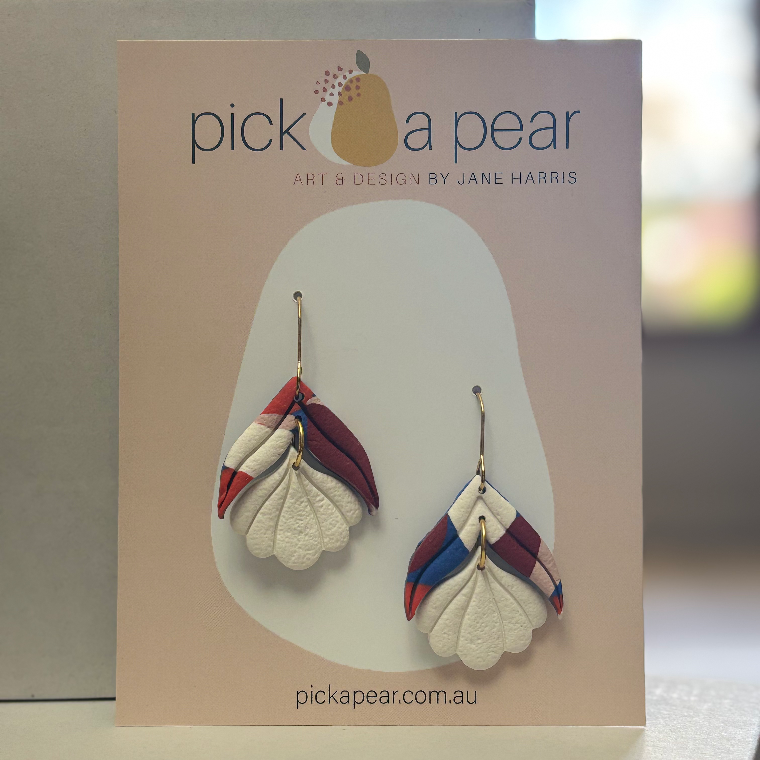 Hazel Statement Dangle Earrings in Viva and White