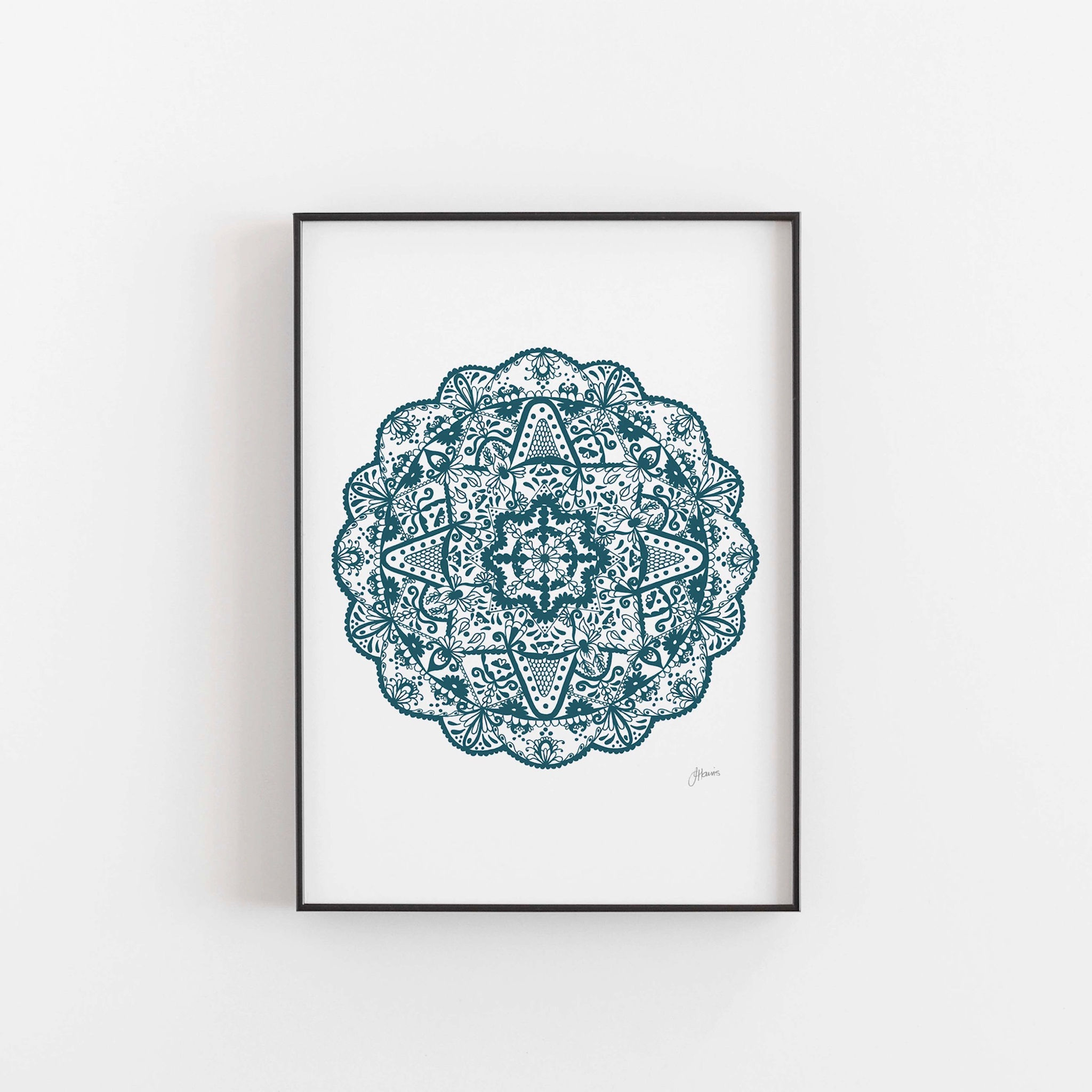 Marrakesh Mandala Art Print in Teal