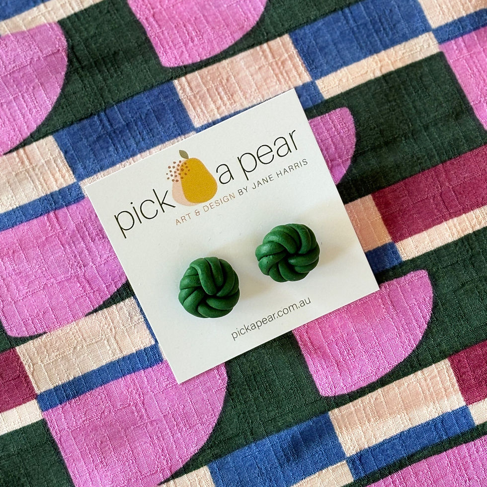 Thumbnail: Molly Knotted Stud Earrings in Dark Green