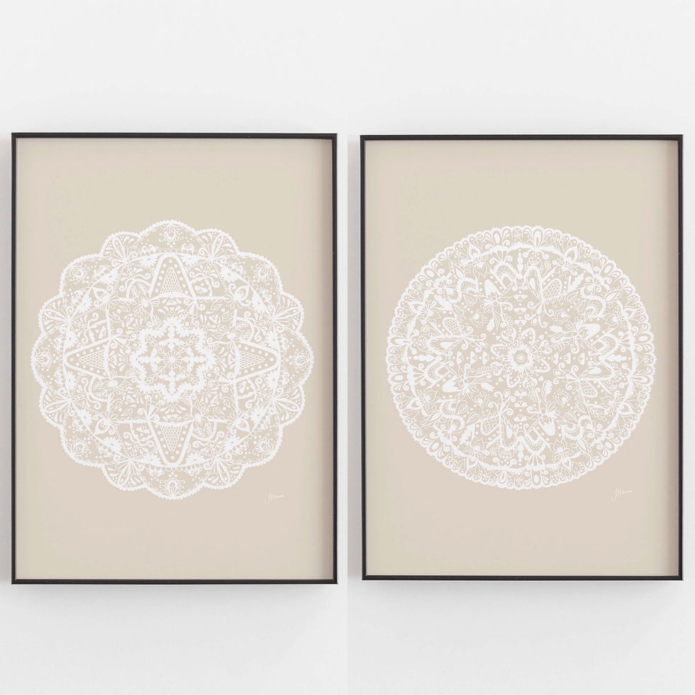 Thumbnail: Marrakesh Mandala Art Print in Ivory Solid