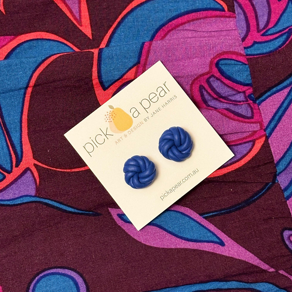 Thumbnail: Molly Knotted Stud Earrings in Cornflower Blue