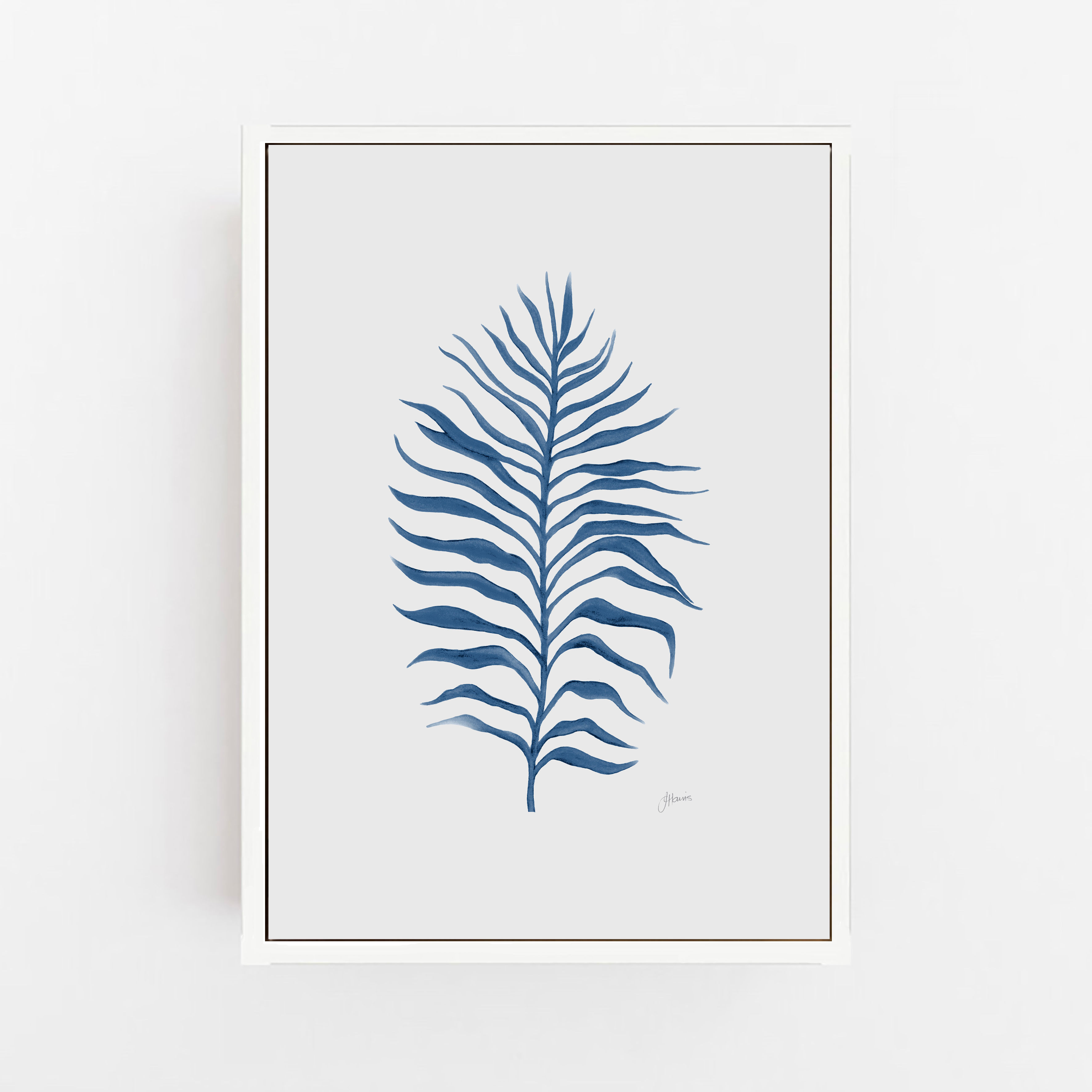 Tropical Fine Living Art Print in Navy Blue with Whisper Grey Wall Art | CANVAS