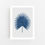Thumbnail: Fan Palm Living in Navy Blue with Whisper Grey Fine Art Print | FRAMED