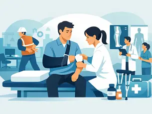 Female doctor providing care to an injured patient
