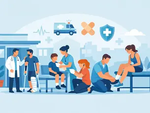 Patients being treated by doctors and nurses