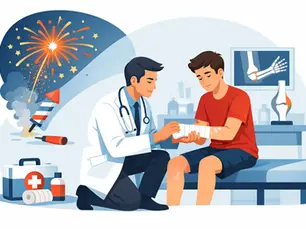 Doctor helping a patient with a firework injury