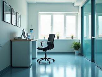 Doctor consulting patient in a direct primary care clinic setting.