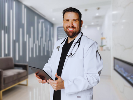 Smiling doctor in modern clinic
