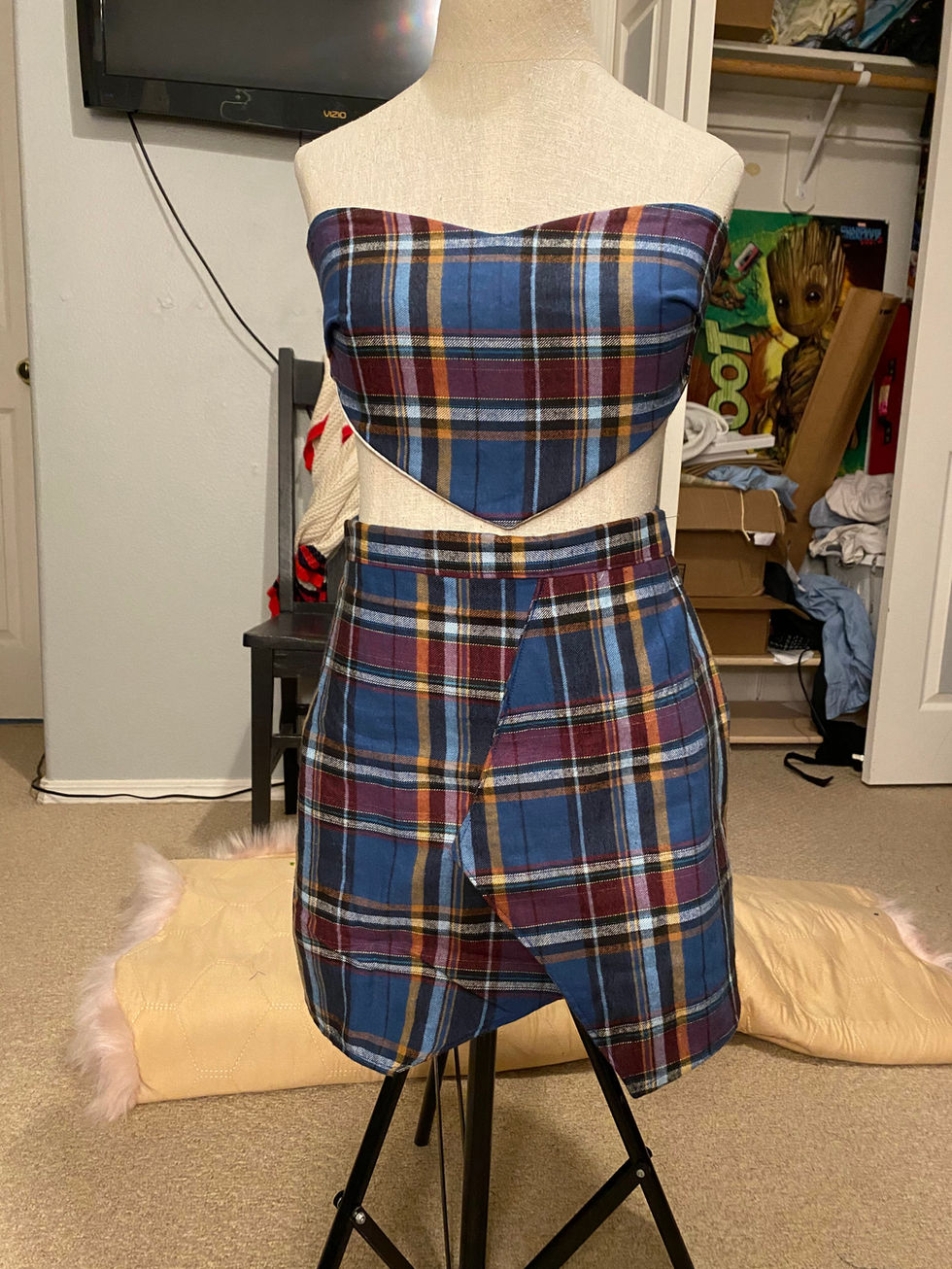 Matching Plaid set with heart-shaped top