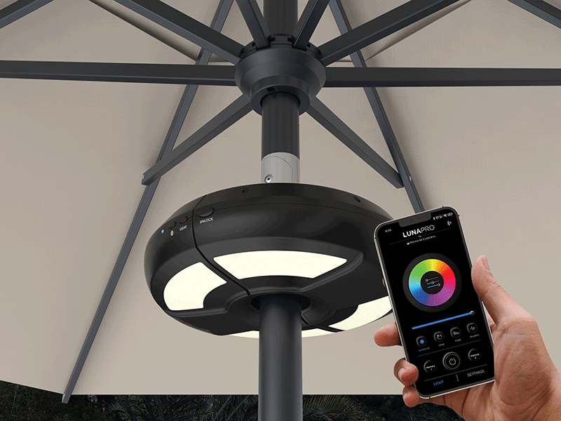 bluetooth patio umbrella LUNA PRO Multicolor Umbrella Light with Bluetooth Speaker