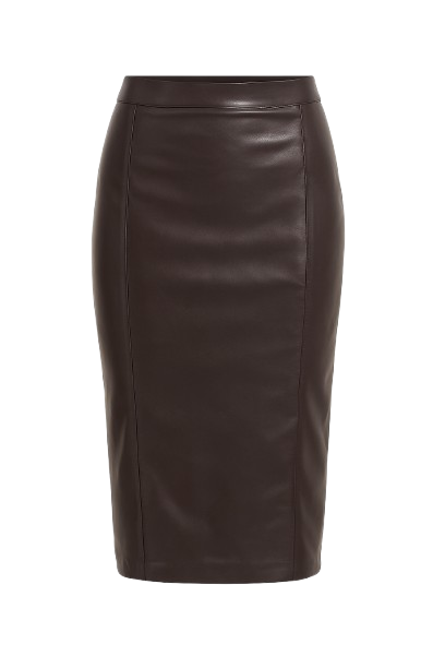 Faux Leather Pencil Skirt Brown