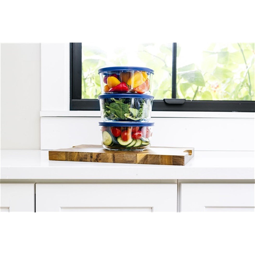 Thumbnail: Glass Food Storage Containers - 12 Piece 4 Cup Set (6 Containers + 6 Lids)