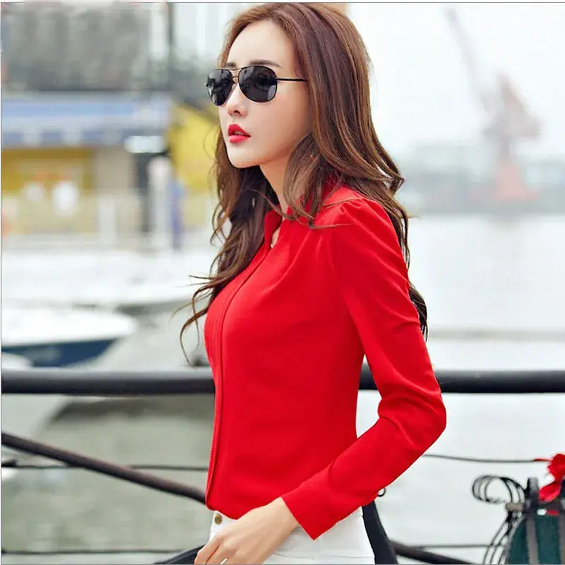 Thumbnail: Long Sleeve Shirt Women Autumn Clothing Fashion Slim Chiffon Blouse