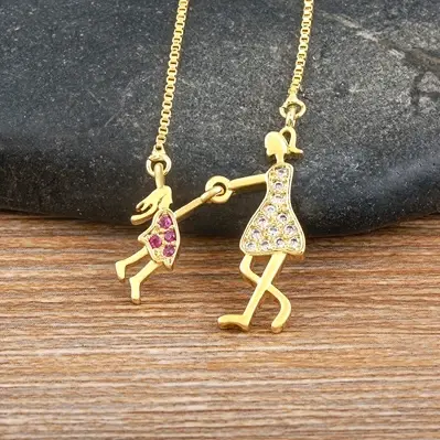 Thumbnail: Nidin Exquisite Gold Plated Mom Daughter Necklace