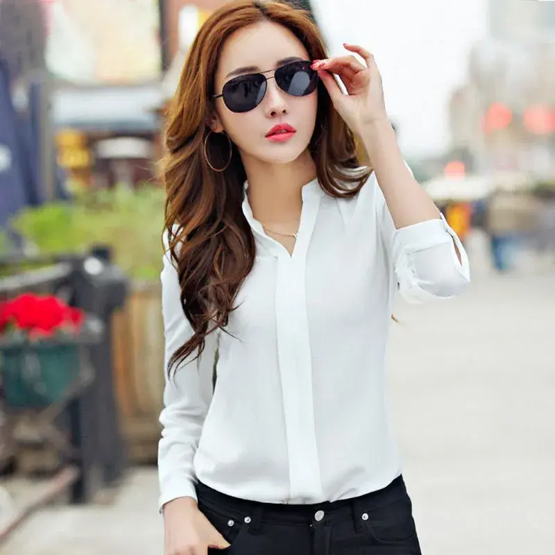 Thumbnail: Long Sleeve Shirt Women Autumn Clothing Fashion Slim Chiffon Blouse