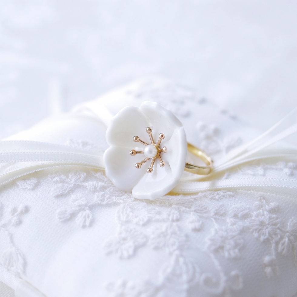 Thumbnail: Snow-White Porcelain Plum Blossom Ring