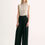 Thumbnail: Silk Linen Pleated Wide Leg A-Line Trousers Casual Pants