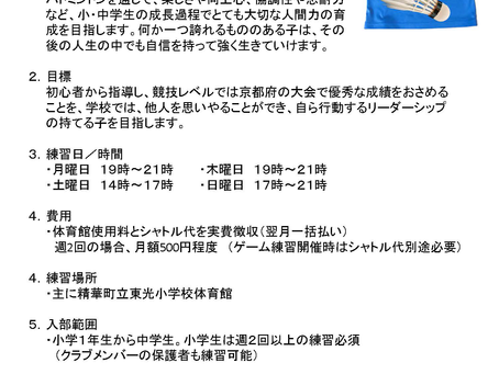 精華シャトルズ入部案内