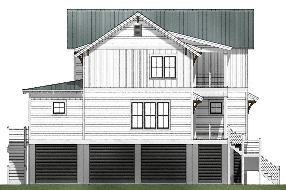 Thumbnail: Bridgeview home plan for water views of the Charleston Harbor and surrounding estuaries of the Lowcountry. Elevated coastal home for water views. Floorplan is open and inviting for entertaining.