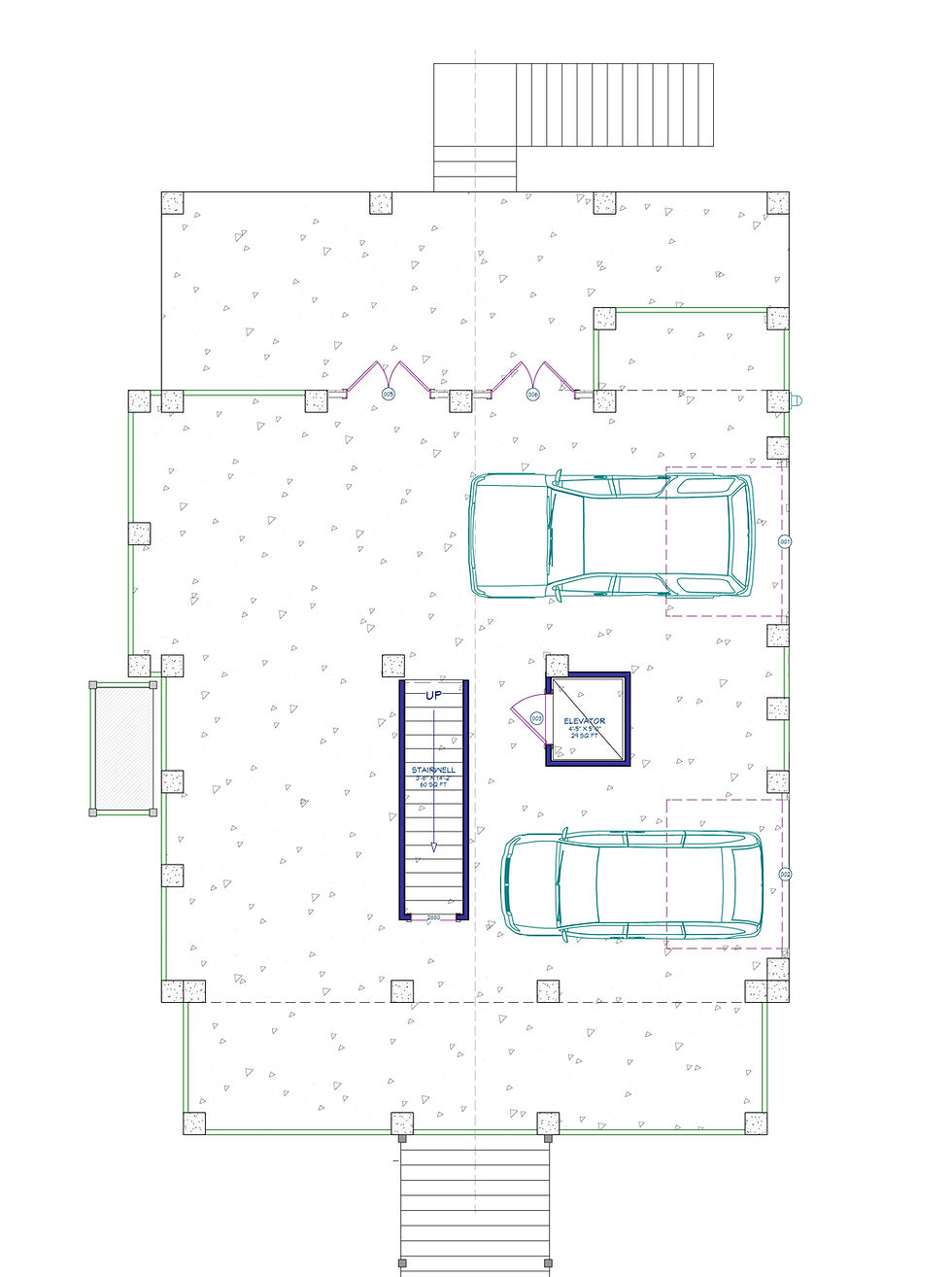 Thumbnail: Schooner Cottage plan small two story elevated home for island living. Central shed dormer and open living floorplan with rear porch.