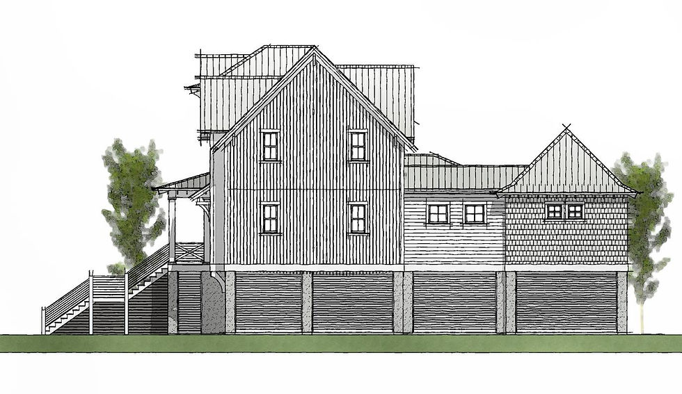 Thumbnail: Daniel Island custom home design with central window tower and decorative brackets for architectural charm and great floor plan.