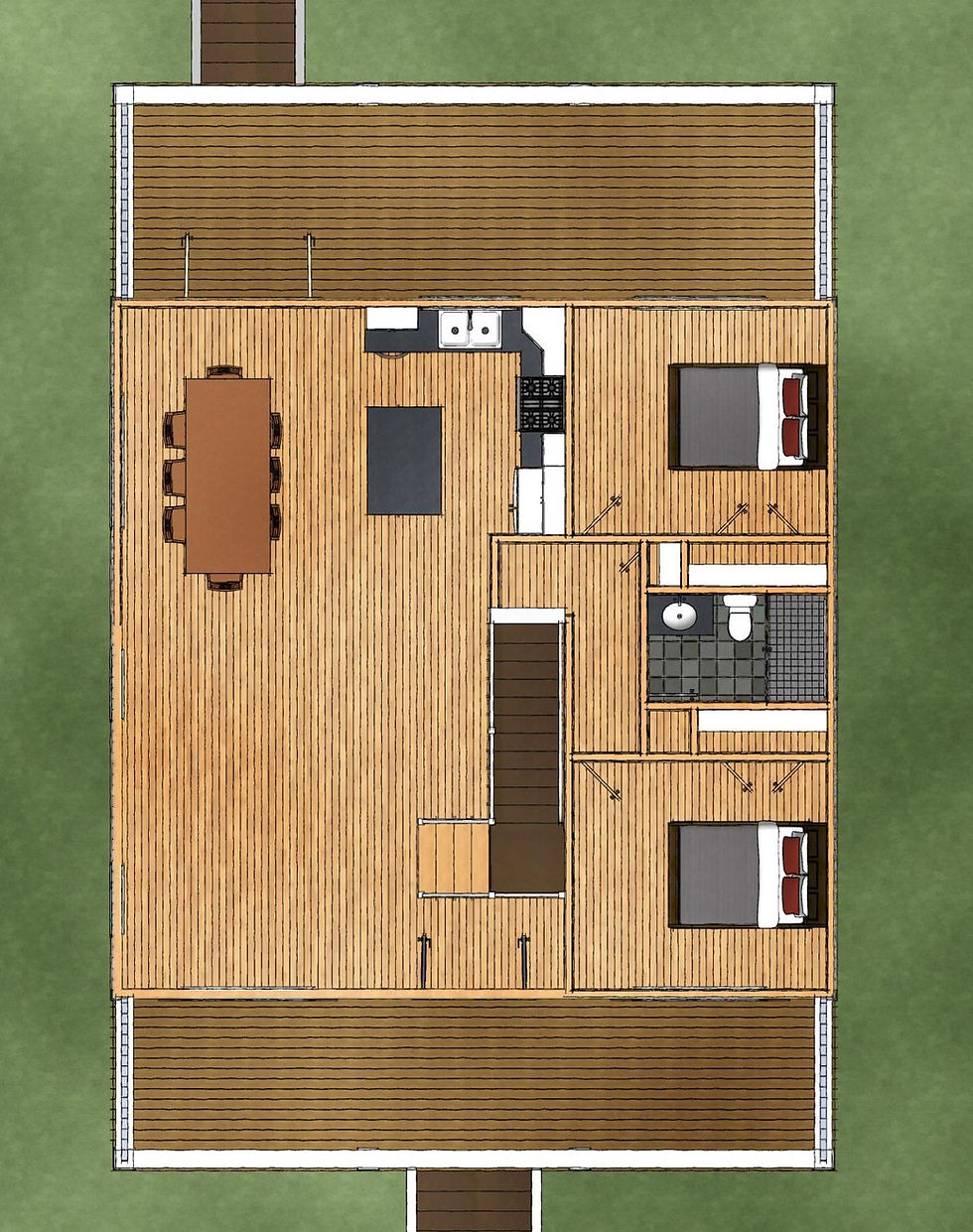 Thumbnail: Simple economic elevated dormer style coastal home plan with open living floorplan.